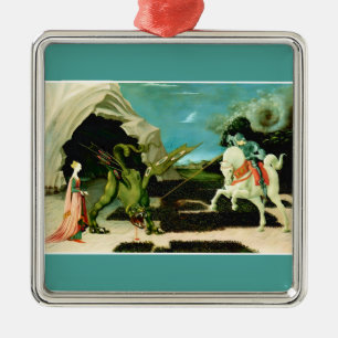 Mediaeval Saint George and the Drago Metal Ornament