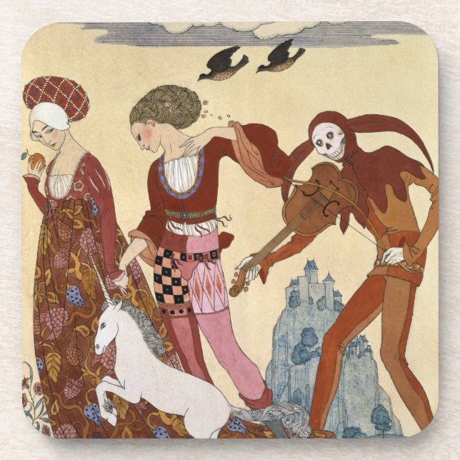 Mediaeval Scene by Georges Barbier Coaster (Front)