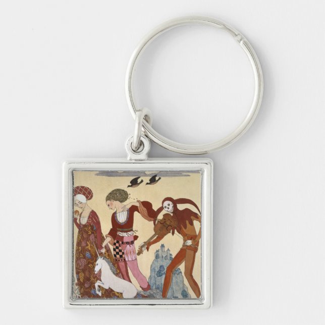Mediaeval Scene by Georges Barbier Key Ring (Front)