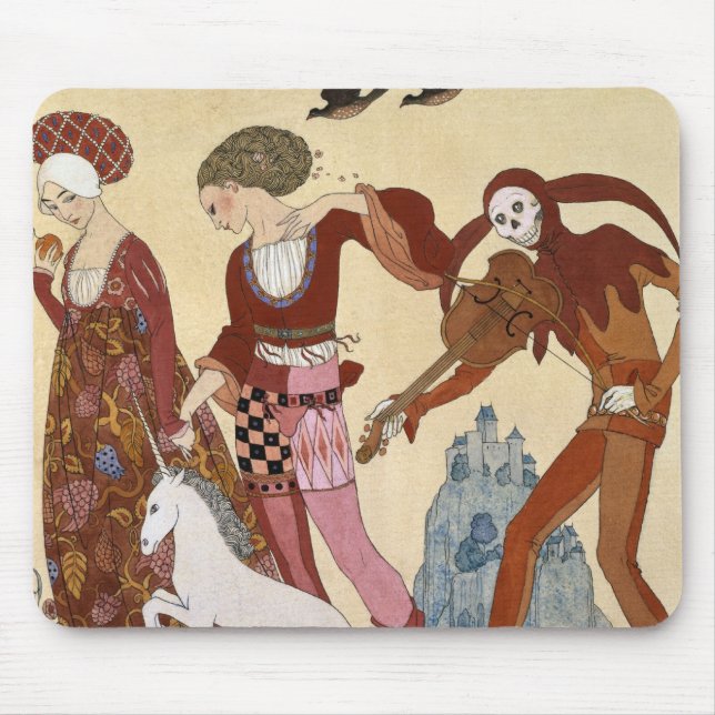 Mediaeval Scene by Georges Barbier Mouse Pad (Front)