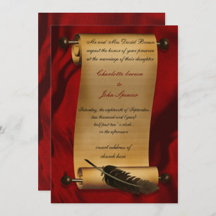 mediaeval scroll vintage invitation