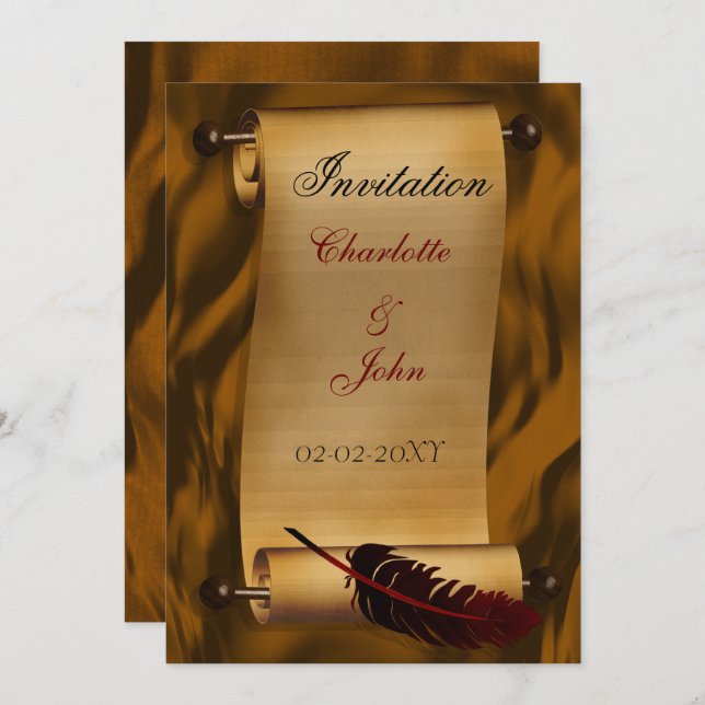 mediaeval scroll vintage invitation (Front/Back)
