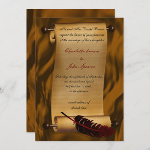 mediaeval scroll vintage invitation
