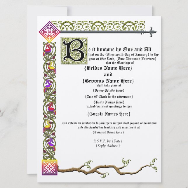 Mediaeval Scroll Wedding Invitation (Front)