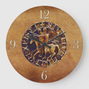 Mediaeval Seal of the Knights Templar Large Clock