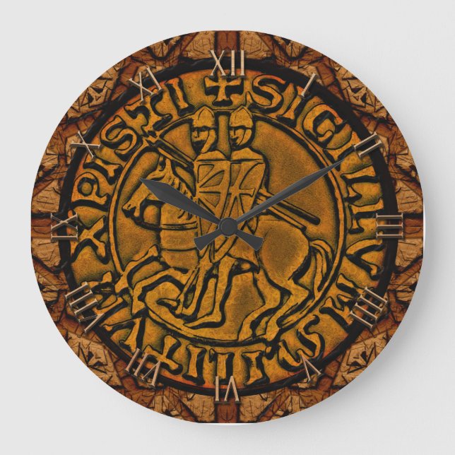 Mediaeval Seal of the Knights Templar Large Clock (Front)