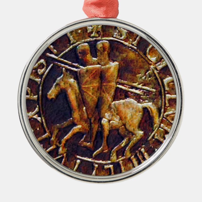 Mediaeval Seal of the Knights Templar Metal Ornament (Front)