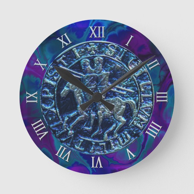 Mediaeval Seal of the Knights Templar Round Clock (Front)
