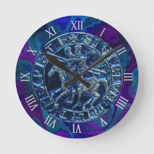 Mediaeval Seal of the Knights Templar Round Clock