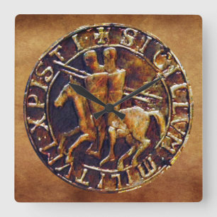 Mediaeval Seal of the Knights Templar Square Wall Clock
