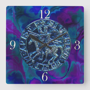 Mediaeval Seal of the Knights Templar Square Wall Clock