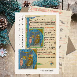 Mediaeval Sheet Music Religious Christmas Nativity Holiday Card