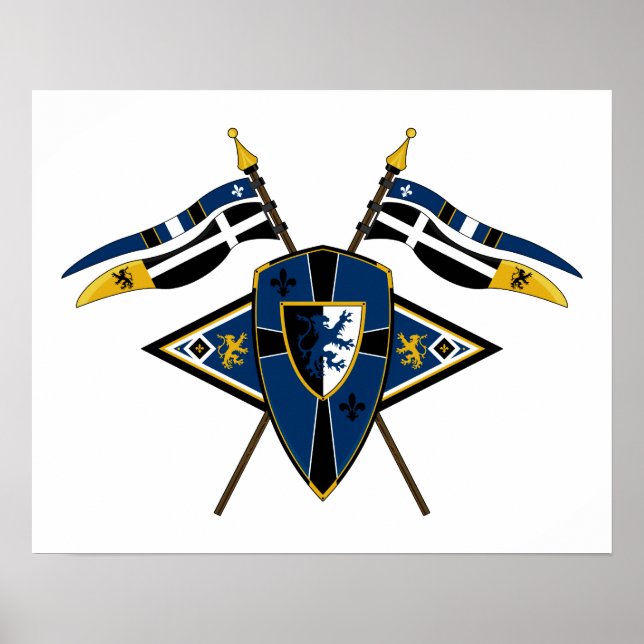 Mediaeval Shield and Flags Poster (Front)