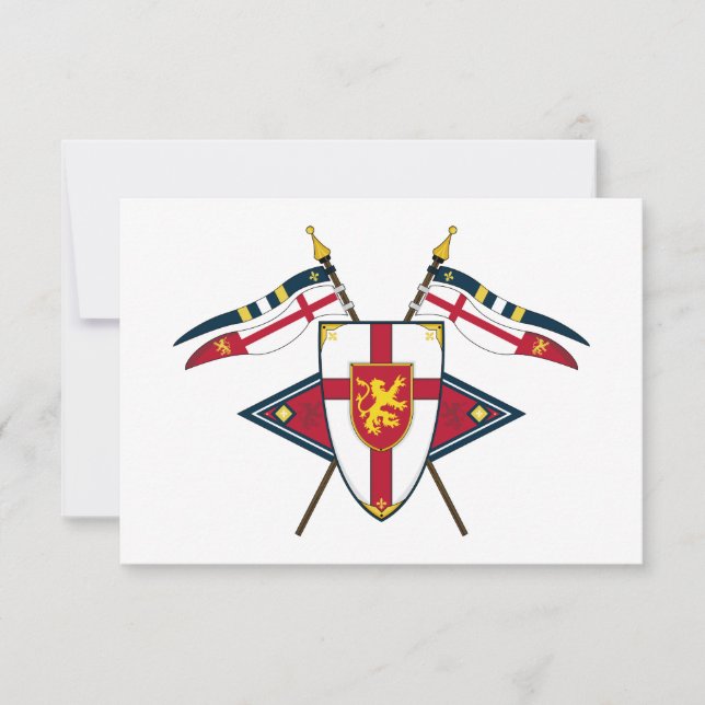 Mediaeval Shield and Flags RSVP Card (Front)