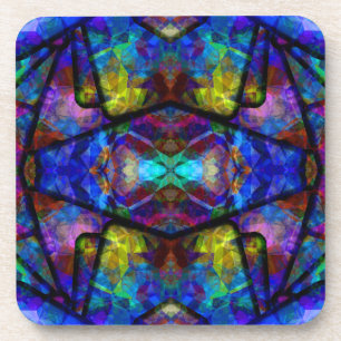 Mediaeval Stained Glass Digital Abstract Art Coaster