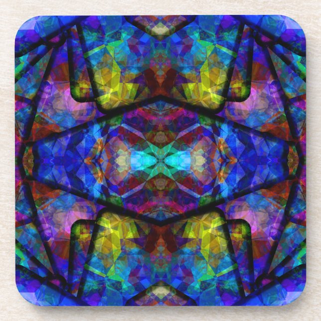 Mediaeval Stained Glass Digital Abstract Art Coaster (Front)