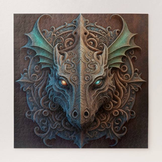 Mediaeval Stone Gargoyle Dragon Carving Jigsaw Puzzle (Vertical)