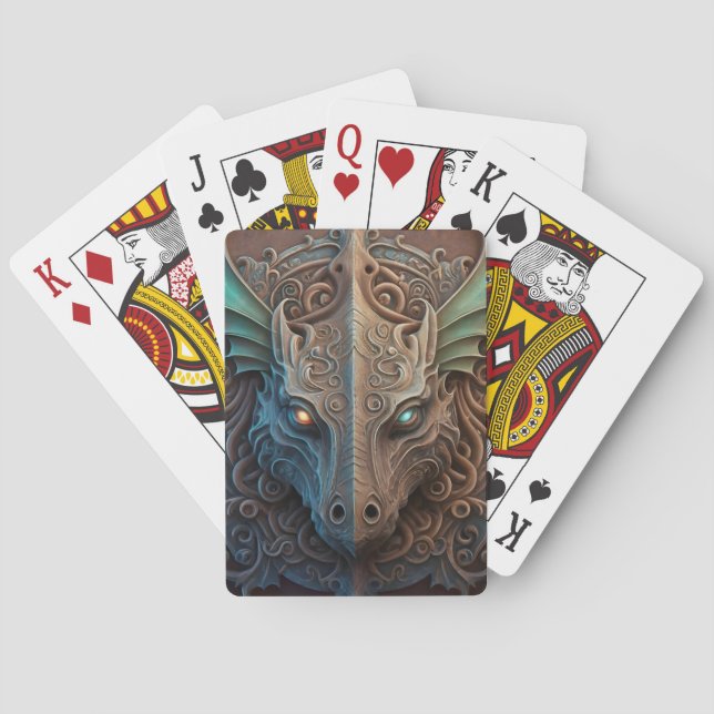 Mediaeval Stone Gargoyle Dragon Carving Playing Cards (Back)