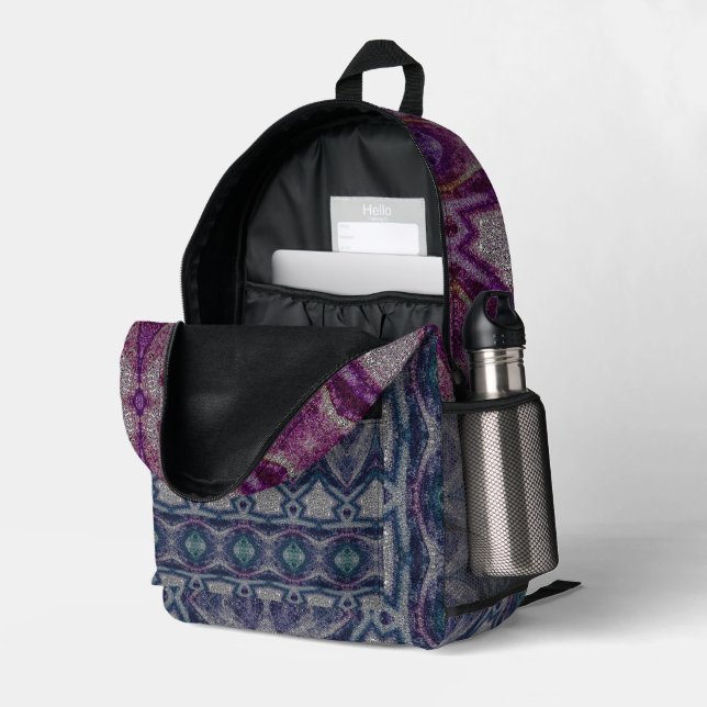 mediaeval stone lavender tint 001 printed backpack (Back Corner Right (Open))