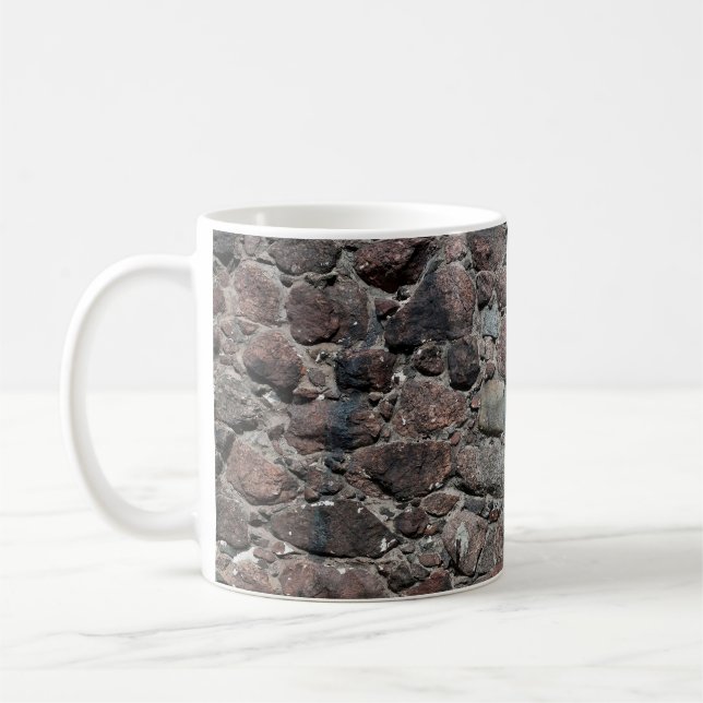 Mediaeval stone wall texture backgroundabstract, a coffee mug (Left)