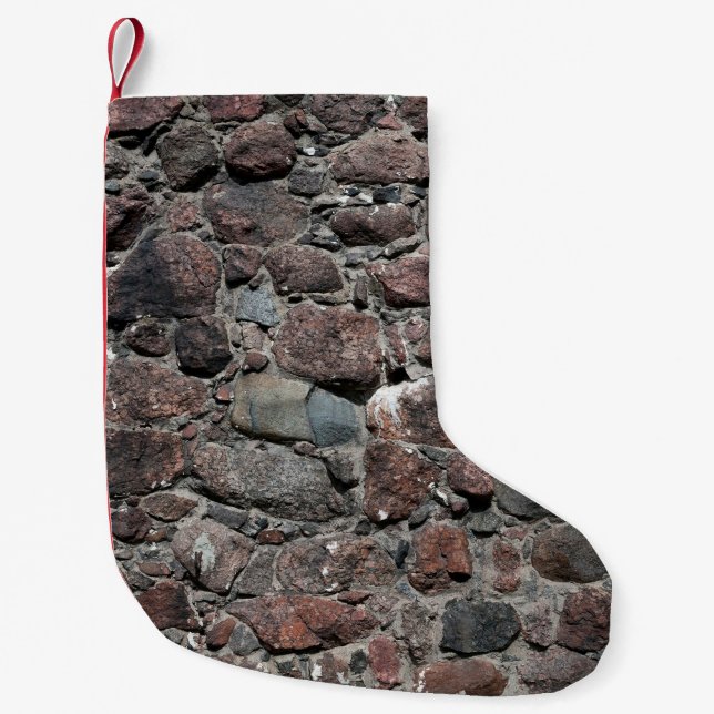 Mediaeval stone wall texture backgroundabstract, a small christmas stocking (Front)