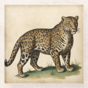 Mediaeval Strong Leopard Art Glass Coaster