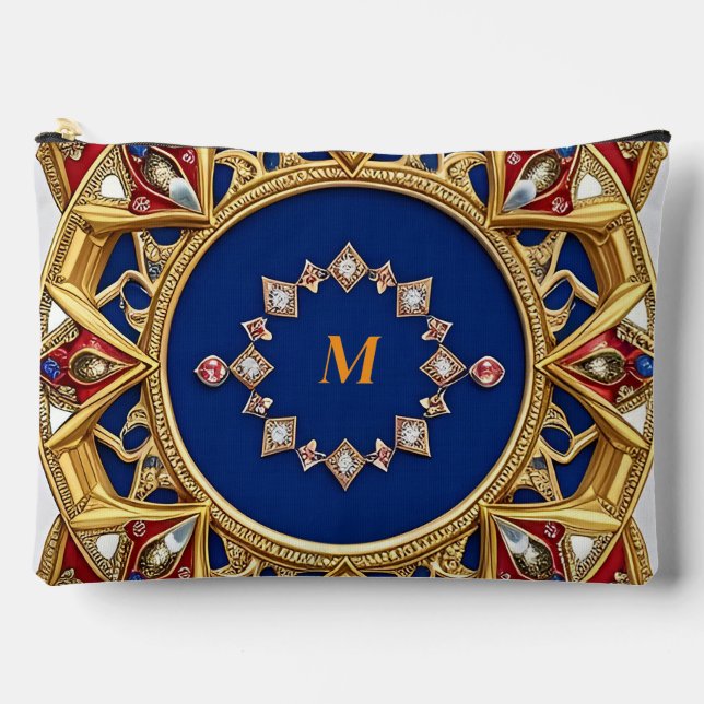 Mediaeval Style Artistic Golden Ornament Accessory Pouch (Front)