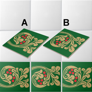 Mediaeval Style Grapevine Frieze Pattern A Ceramic Tile