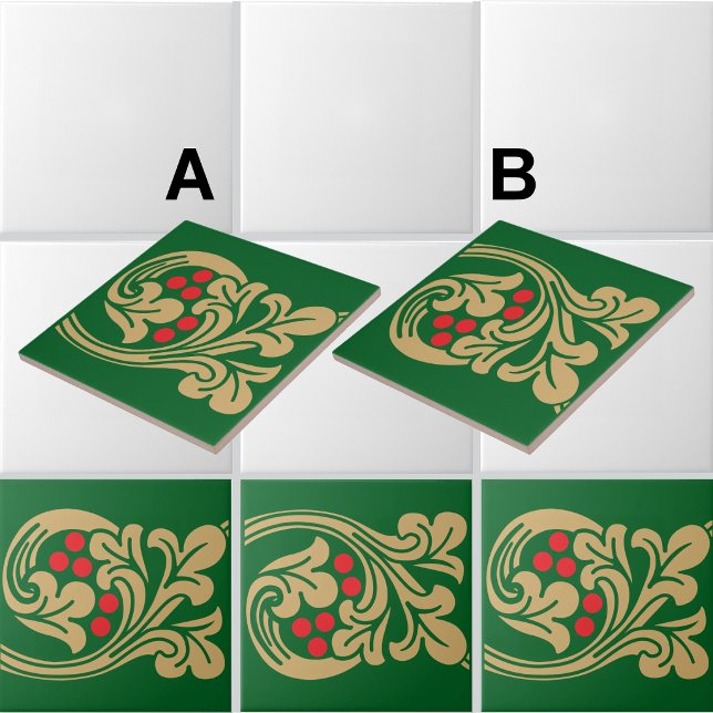 Mediaeval Style Grapevine Frieze Pattern A Ceramic Tile (Frieze example shown combines both "Medieval Style Grapevine Frieze Pattern" A and B)