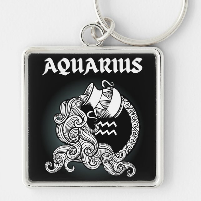 Mediaeval Style Zodiac Aquarius Key Ring (Front)