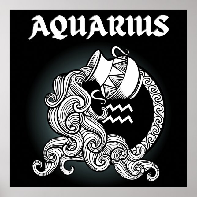 Mediaeval Style Zodiac Aquarius Poster (Front)