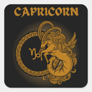 Mediaeval Style Zodiac Capricorn Square Sticker