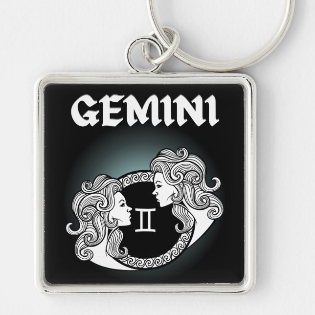 Mediaeval Style Zodiac Gemini Key Ring (Front)