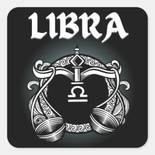 Mediaeval Style Zodiac Libra Square Sticker