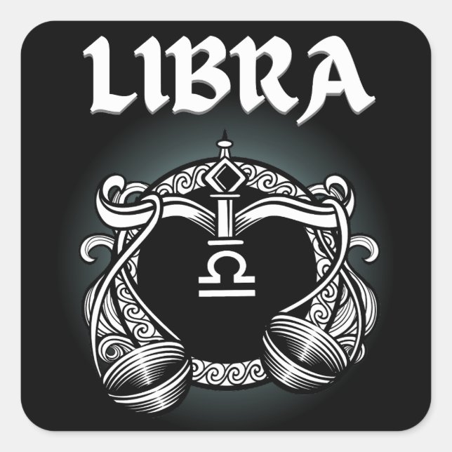 Mediaeval Style Zodiac Libra Square Sticker (Front)