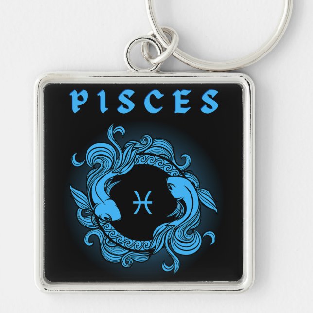 Mediaeval Style Zodiac Pisces Key Ring (Front)