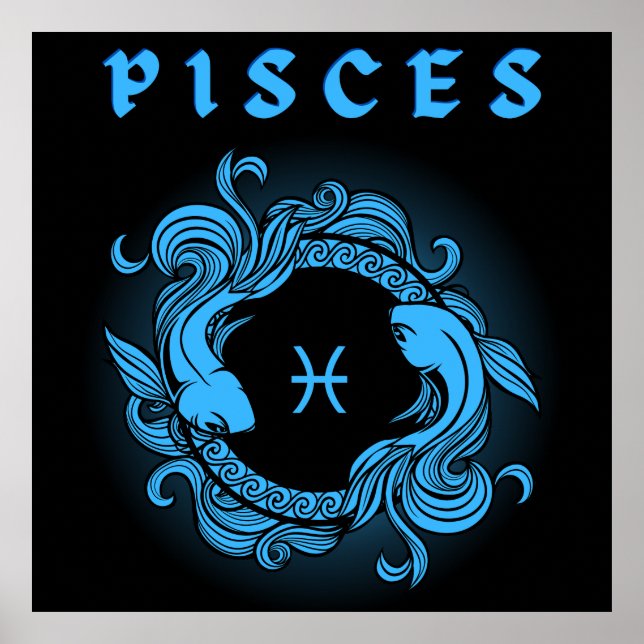 Mediaeval Style Zodiac Pisces Poster (Front)