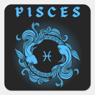Mediaeval Style Zodiac Pisces Square Sticker