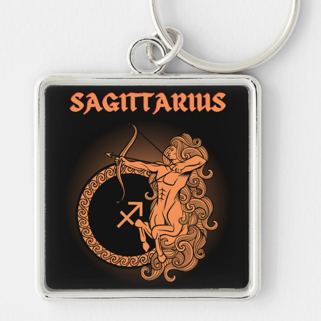 Mediaeval Style Zodiac Sagittarius Key Ring (Front)