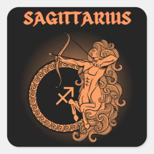 Mediaeval Style Zodiac Sagittarius Square Sticker