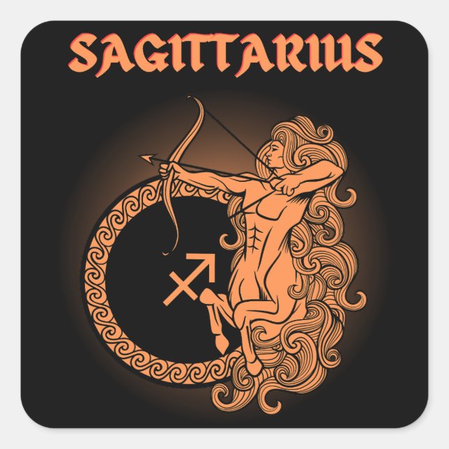 Mediaeval Style Zodiac Sagittarius Square Sticker (Front)