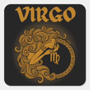 Mediaeval Style Zodiac Virgo Square Sticker