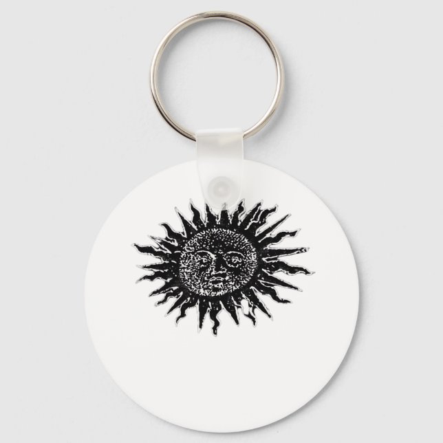 Mediaeval Sun Engraving - Whimsigoth Aesthetic - W Key Ring (Front)