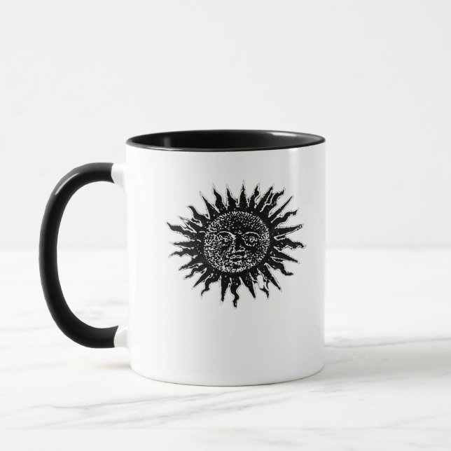 Mediaeval Sun Engraving - Whimsigoth Aesthetic - W Mug (Left)