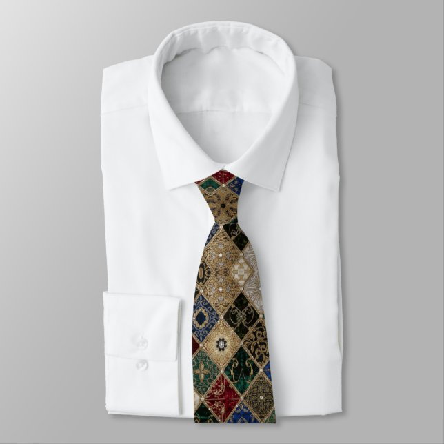 Mediaeval Tapestry Patchwork Tie (Tied)