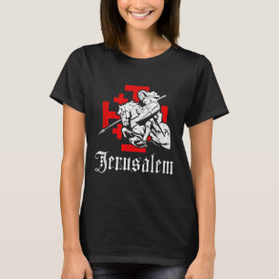 Mediaeval Templar Knight On War Horse Jerusalem Cr T-Shirt