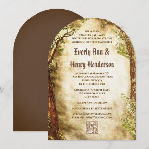 Mediaeval Terracotta Enchanted Forest Wedding Invitation