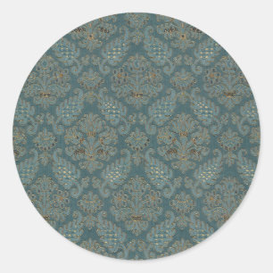 mediaeval textile pattern classic round sticker