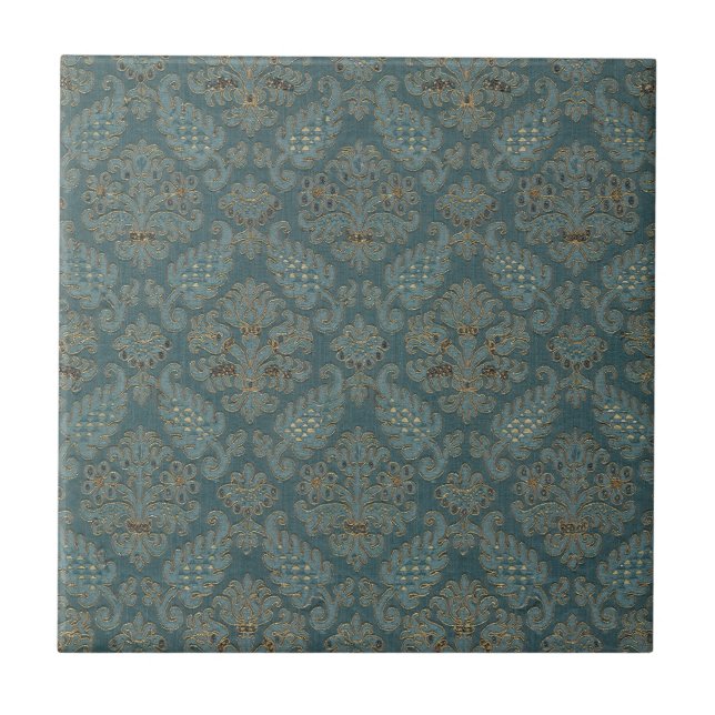mediaeval textile pattern texture tapestry backgro ceramic tile (Front)