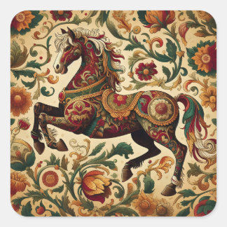 Mediaeval The Enchanted Steed in Bloom  Square Sticker
